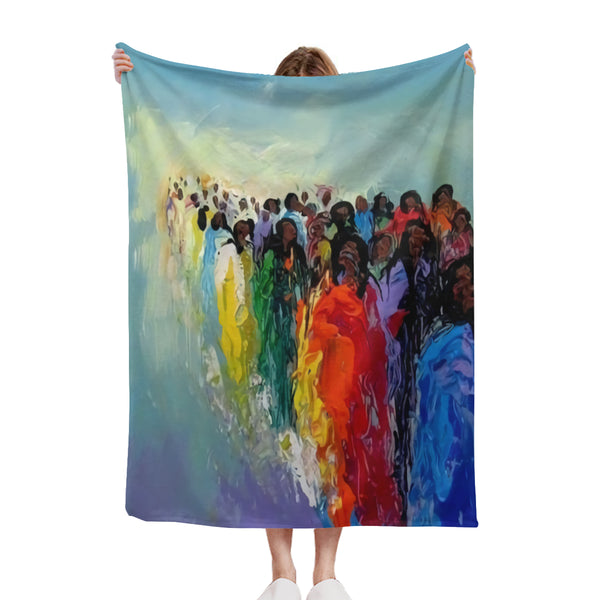 African artwork Sherpa blanket - River