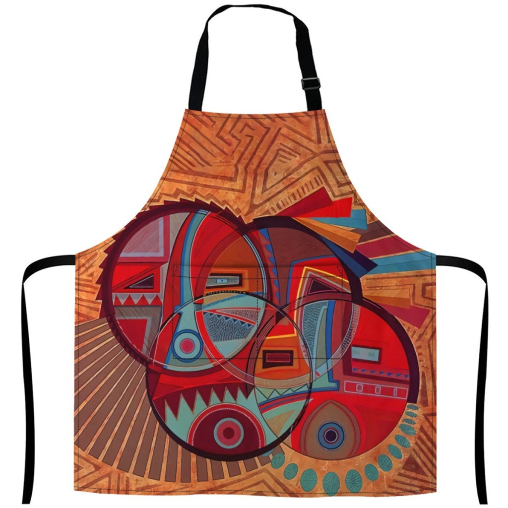African Artwork Apron - Face 4 White / One Size
