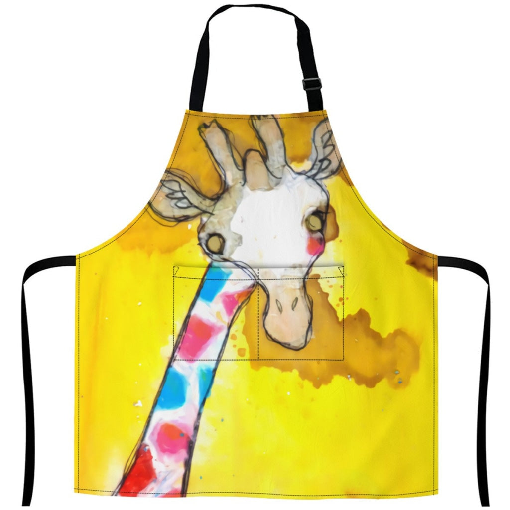 African Artwork Apron - Giraffe White / One Size