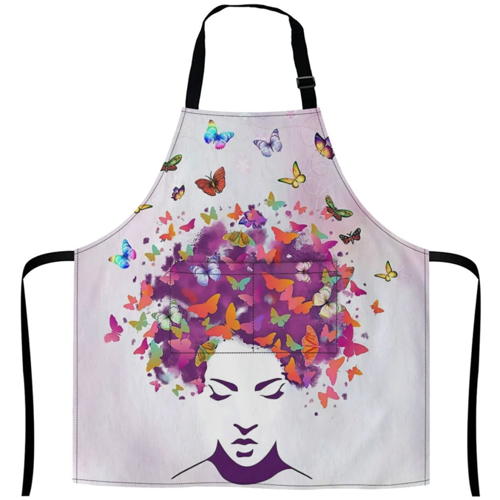 African Artwork Apron - Girl 8 White / One Size