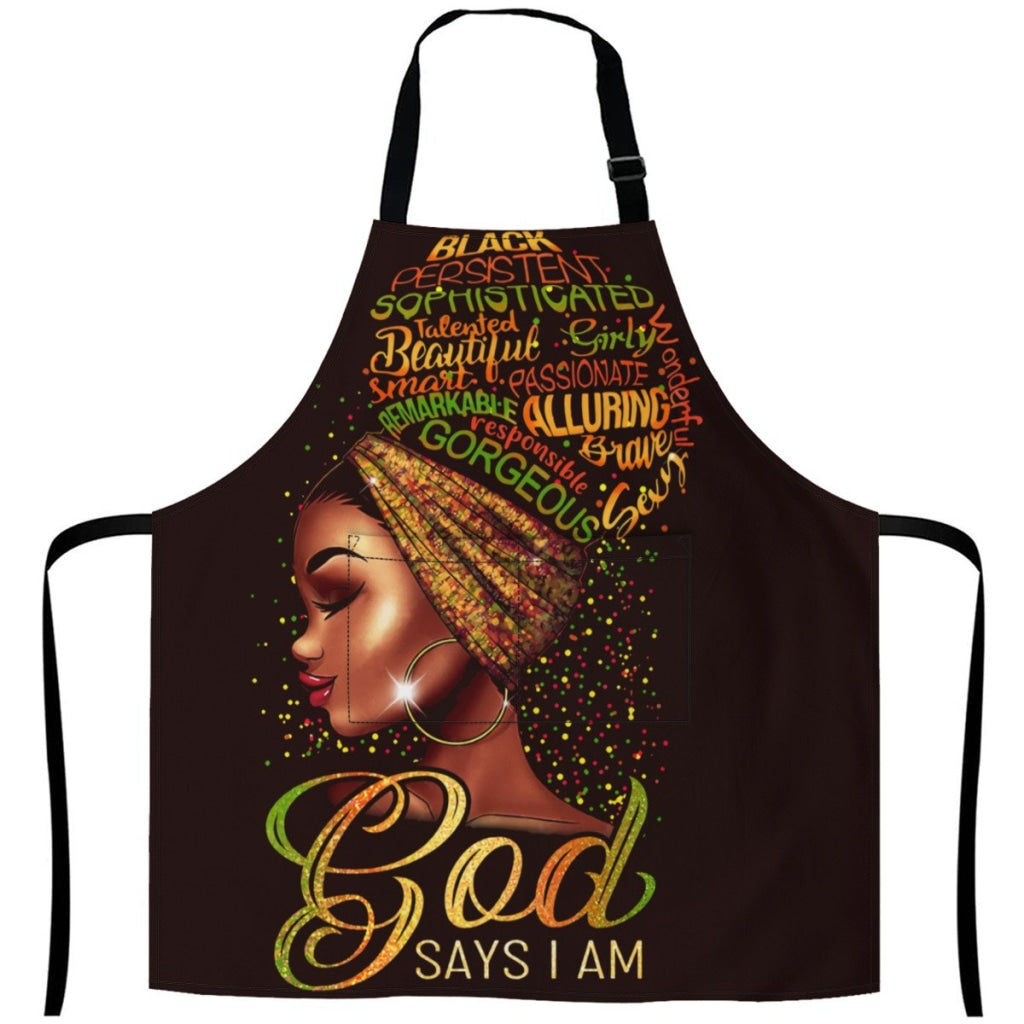 African Artwork Apron - God Say Im White / One Size