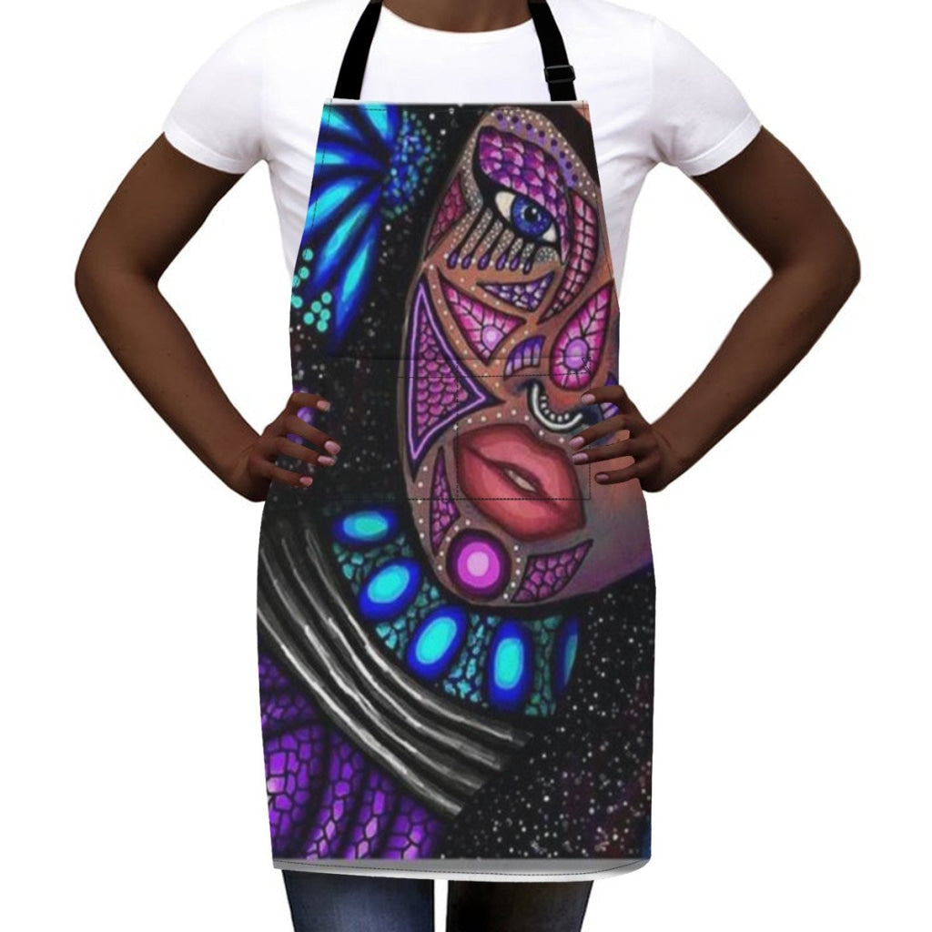 African Artwork Apron - Gril Black Pearl4