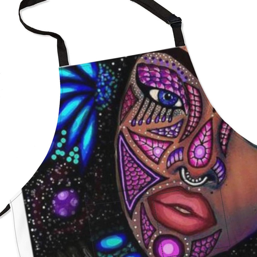 African Artwork Apron - Gril Black Pearl4