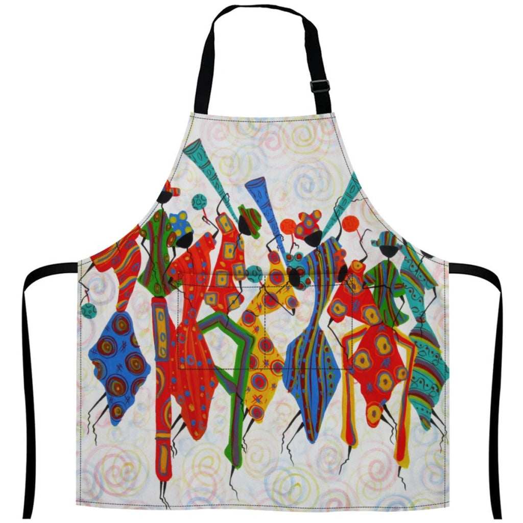 African Artwork Apron - Happiness White / One Size