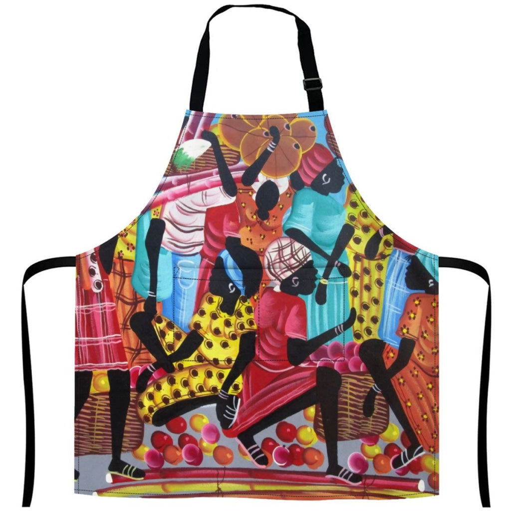 African Artwork Apron - Harvest 10 White / One Size
