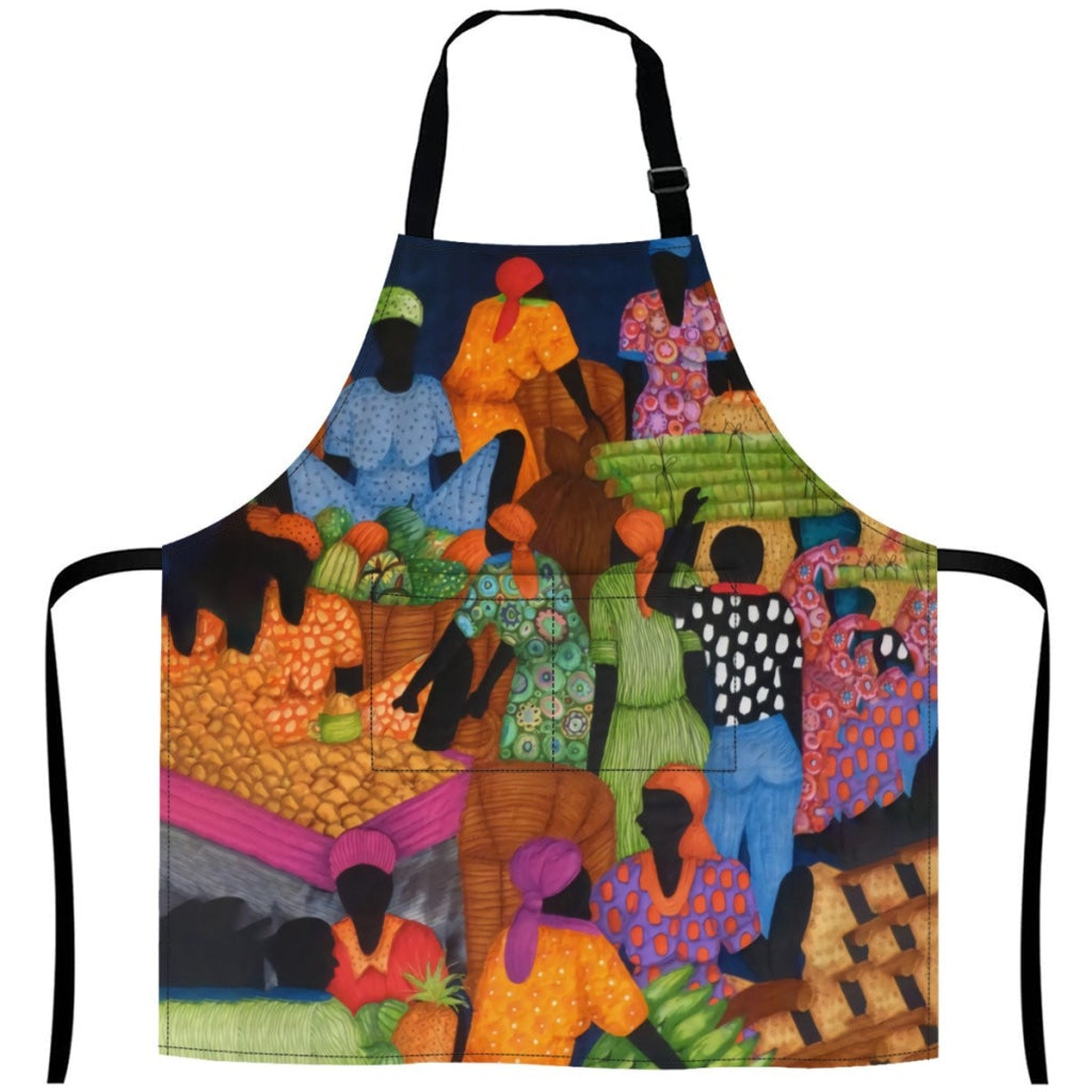 African Artwork Apron - Market White / One Size