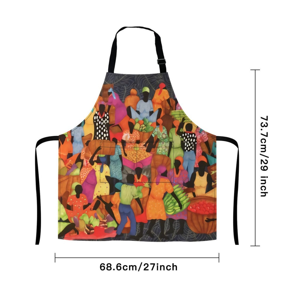 African Artwork Apron - The Market 2