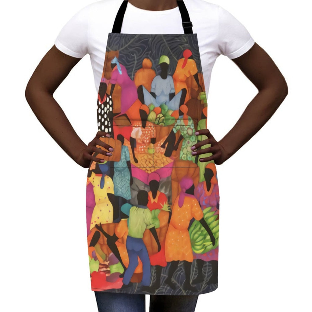 African Artwork Apron - The Market 2