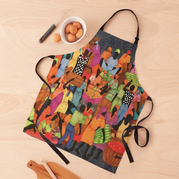 African Artwork Apron - The Market 2