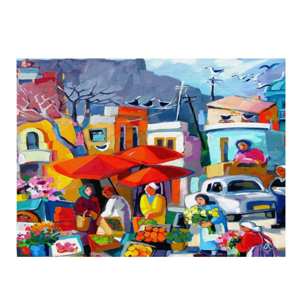 African Artwork Apron - The Market Microfiber Drying Mat White / One Size