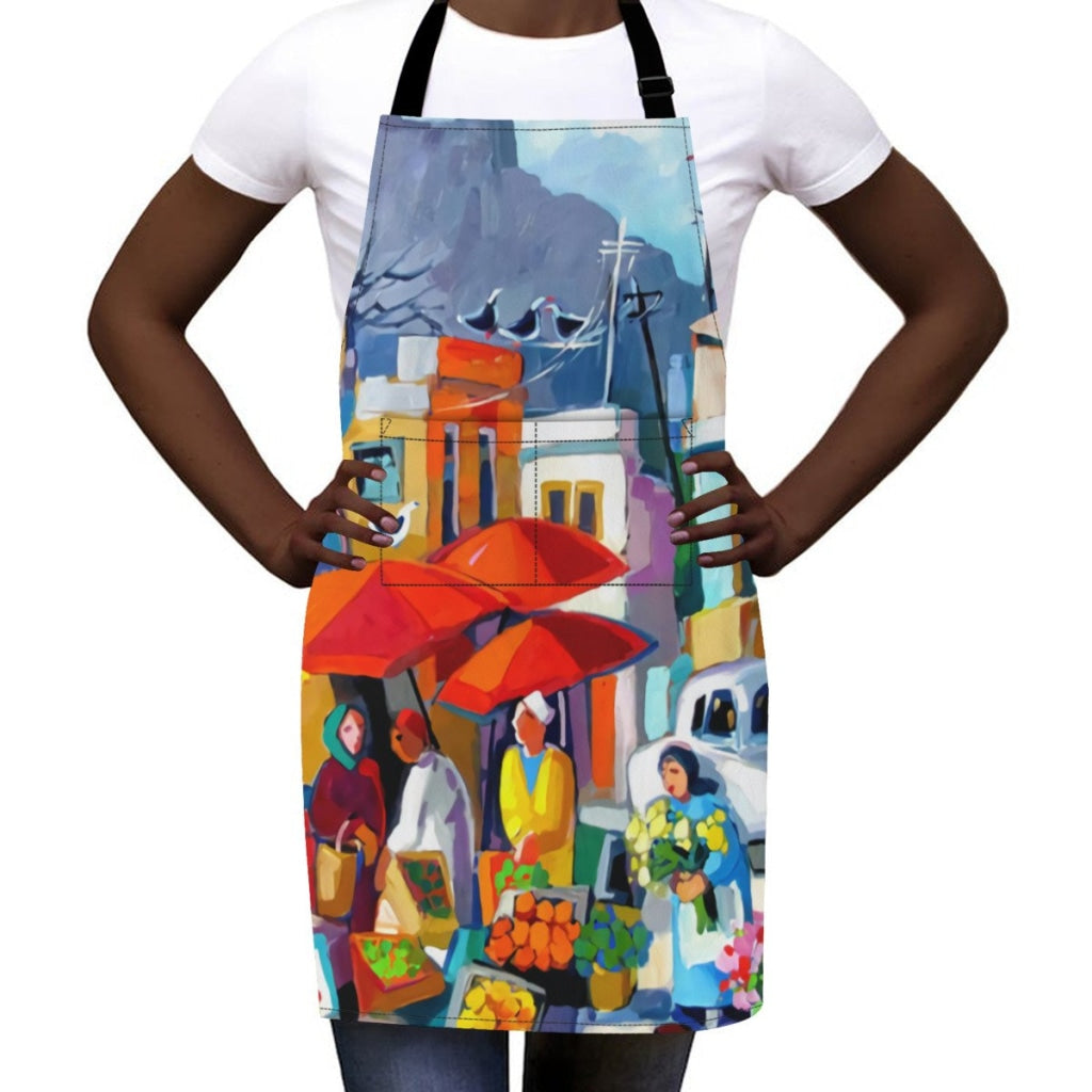 African Artwork Apron - The Market