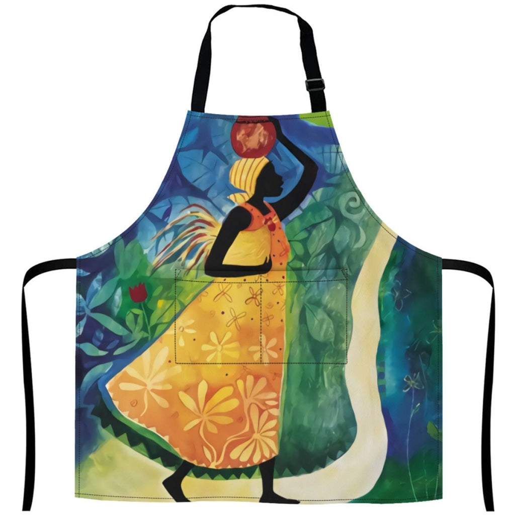 African Artwork Apron - Women 3 White / One Size