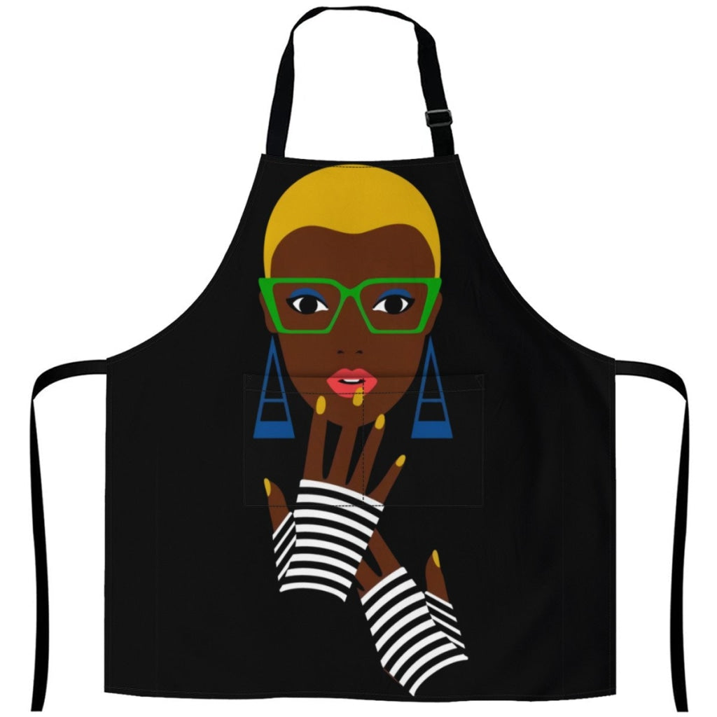 African Artwork Apron - Women 8 White / One Size