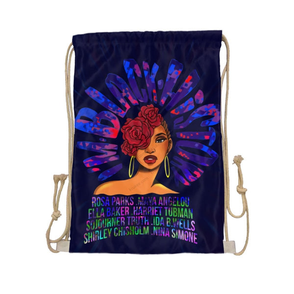 African Artwork Apron - Angelou Drawstring Pocket White / One Size