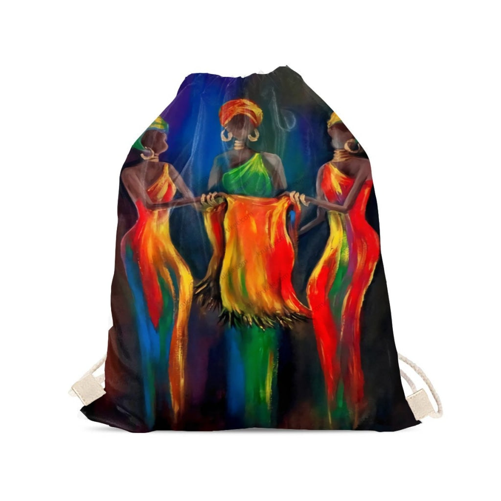 African Artwork Apron - Colorful Drawstring Pocket
