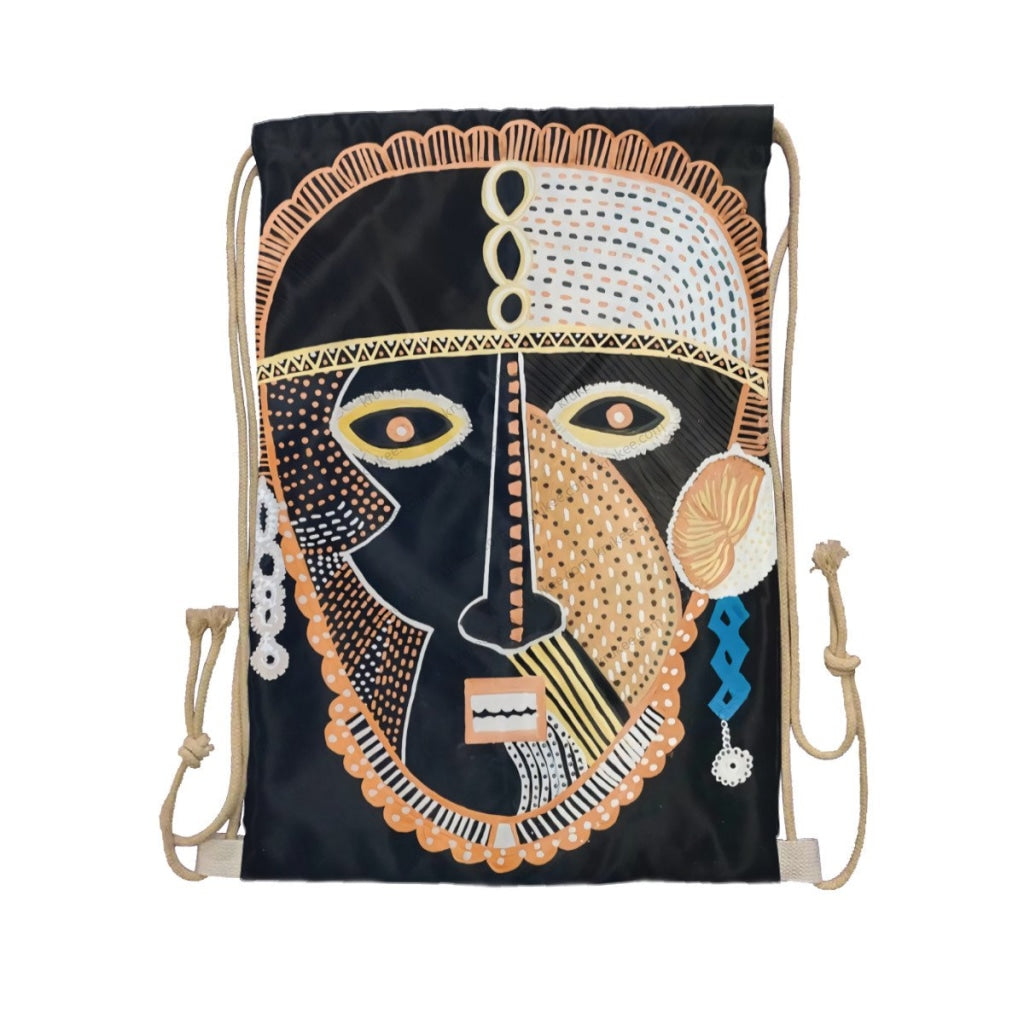 African Artwork Apron - Culture 11 Drawstring Pocket White / One Size