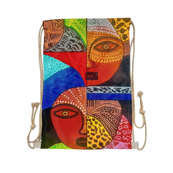 African Artwork Apron - Culture 3 Drawstring Pocket White / One Size