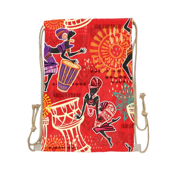African Artwork Apron - Djembe Girls Drawstring Pocket White / One Size
