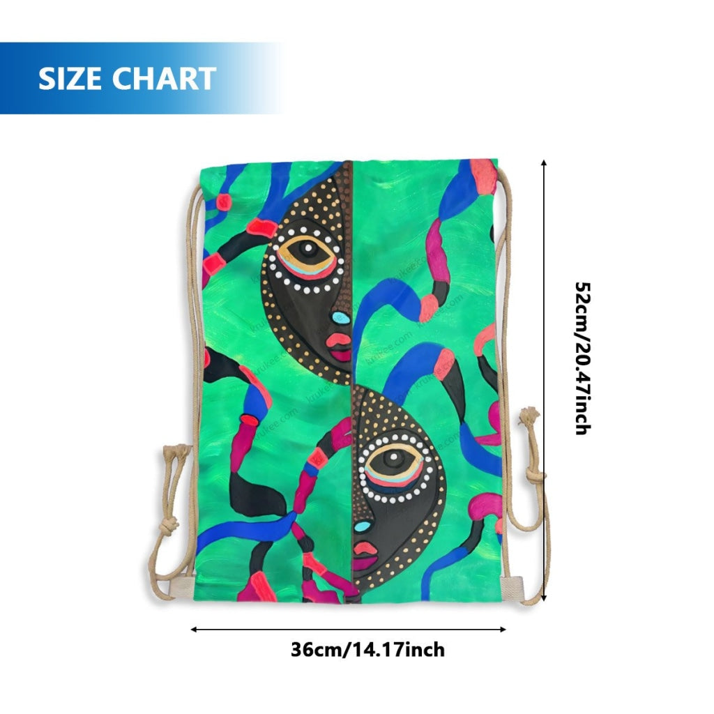 African Artwork Apron - E Drawstring Pocket