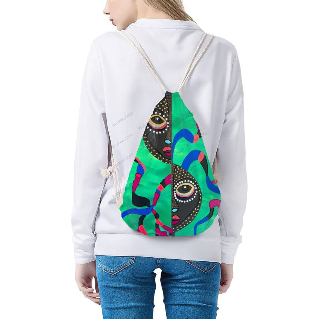 African Artwork Apron - E Drawstring Pocket