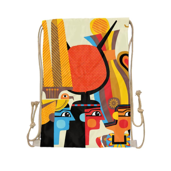 African Artwork Apron - Egypt 2 Drawstring Pocket White / One Size