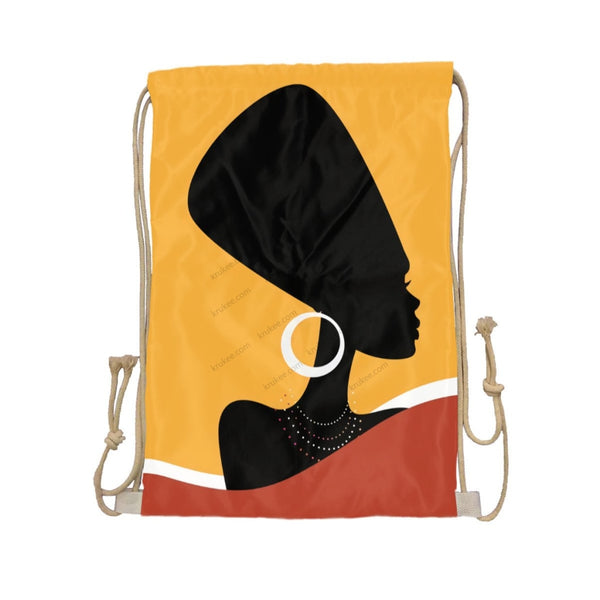 African Artwork Apron - Egypt Drawstring Pocket White / One Size