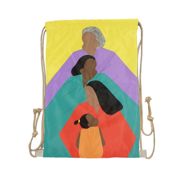 African Artwork Apron - Family Drawstring Pocket White / One Size