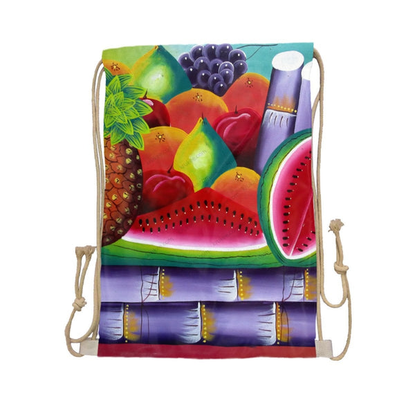 African Artwork Apron - Fruits 11 Drawstring Pocket White / One Size