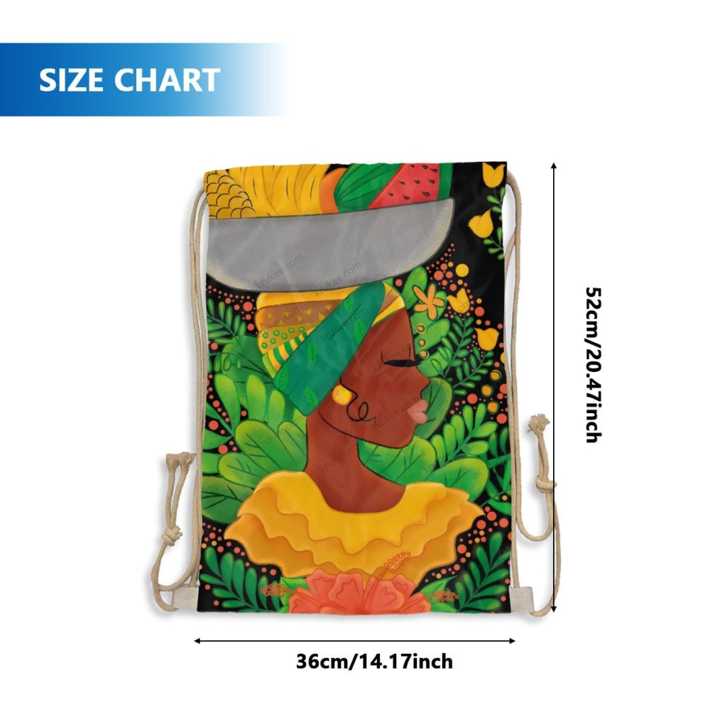 African Artwork Apron - Fruits 3 Drawstring Pocket