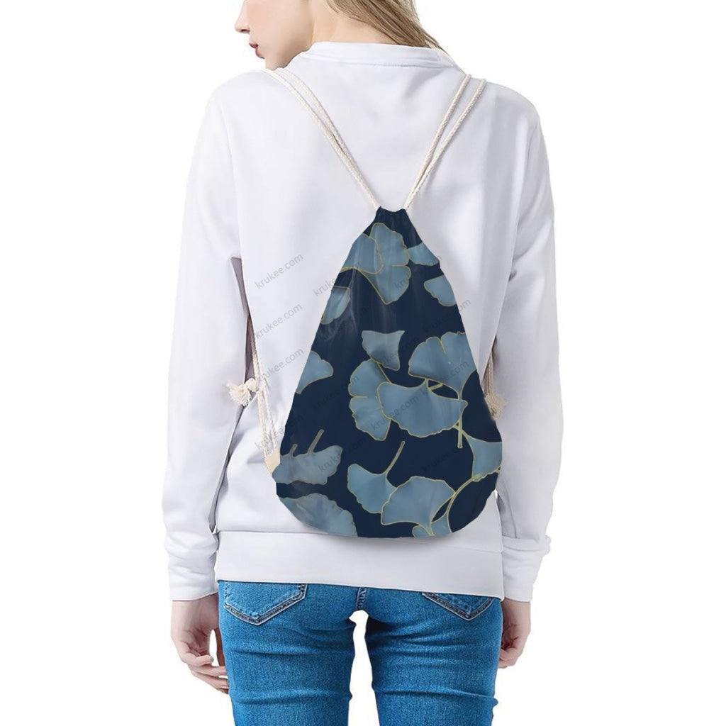 African Artwork Apron - Ginko Drawstring Pocket