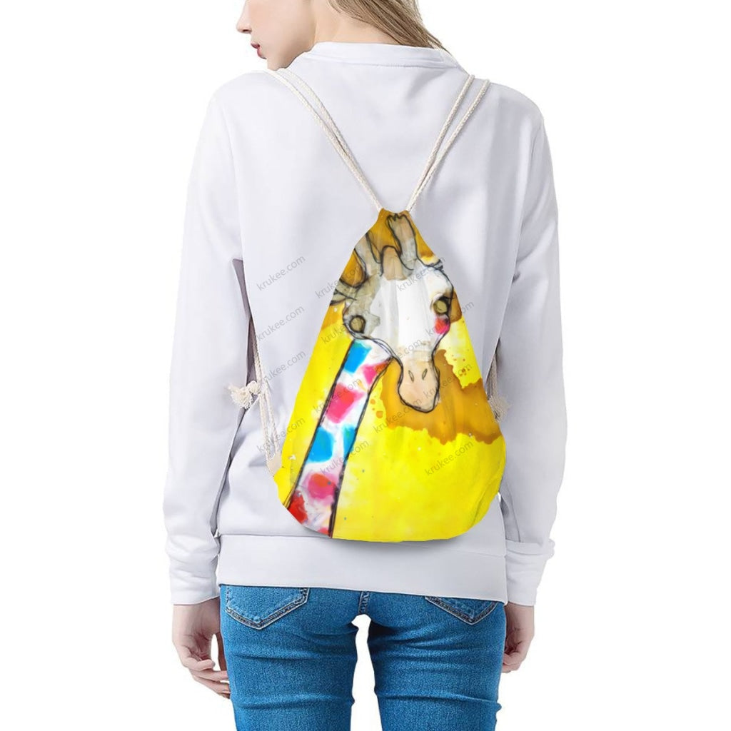 African Artwork Apron - Giraffe Drawstring Pocket