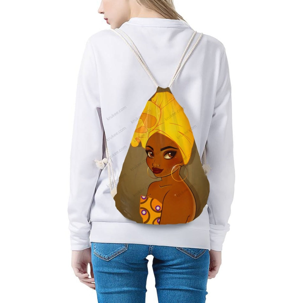 African Artwork Apron - Girl 9 Drawstring Pocket