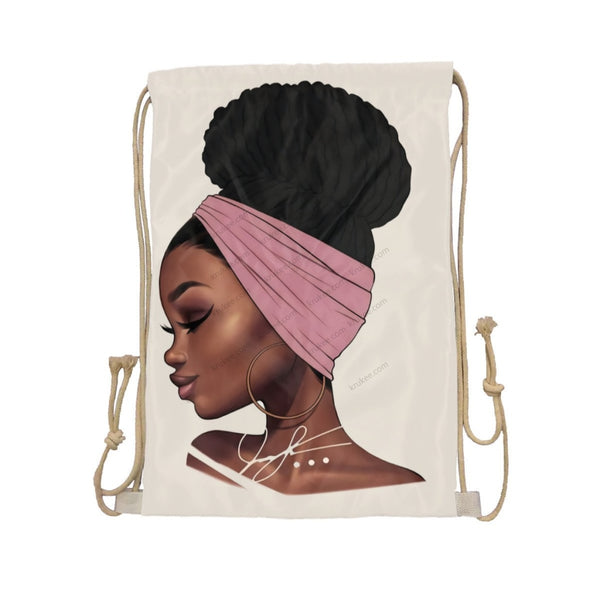 African Artwork Apron - Girl Drawstring Pocket White / One Size