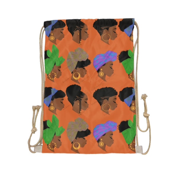 African Artwork Apron - Girls Drawstring Pocket White / One Size