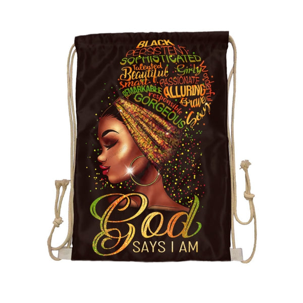 African Artwork Apron - God Say Im Drawstring Pocket White / One Size
