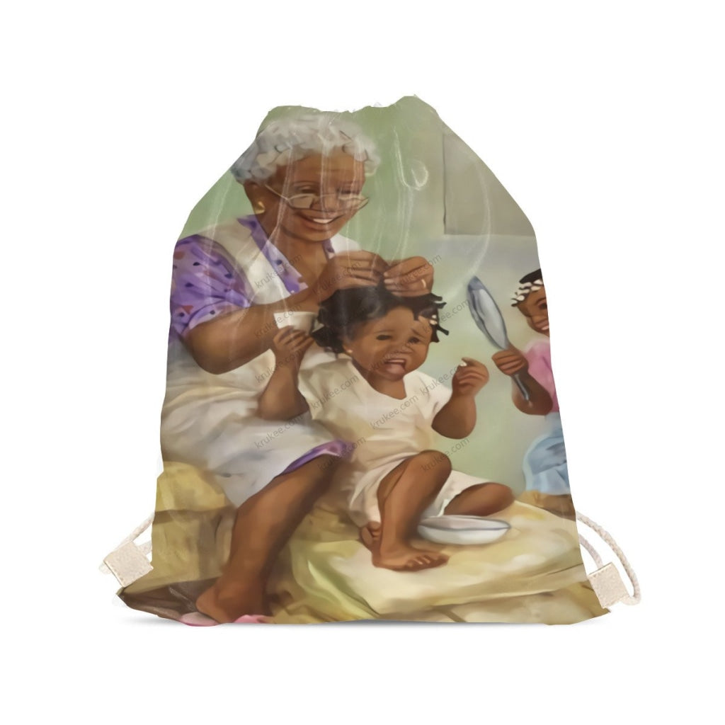 African Artwork Apron - Grandma Drawstring Pocket