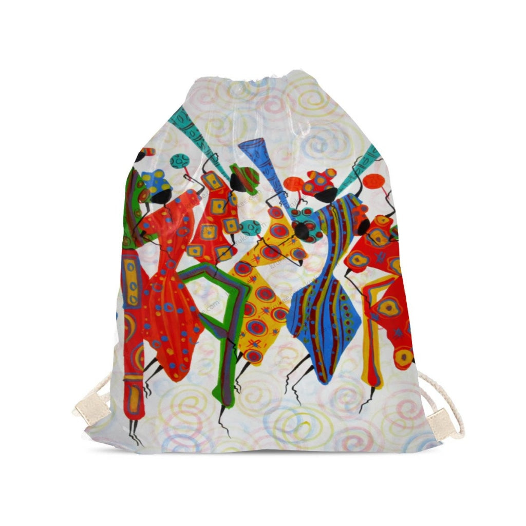 African Artwork Apron - Happiness Drawstring Pocket
