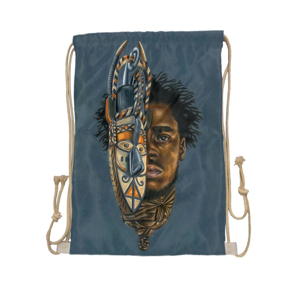 African Artwork Apron - He Drawstring Pocket White / One Size