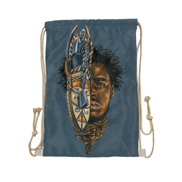 African Artwork Apron - He Drawstring Pocket White / One Size