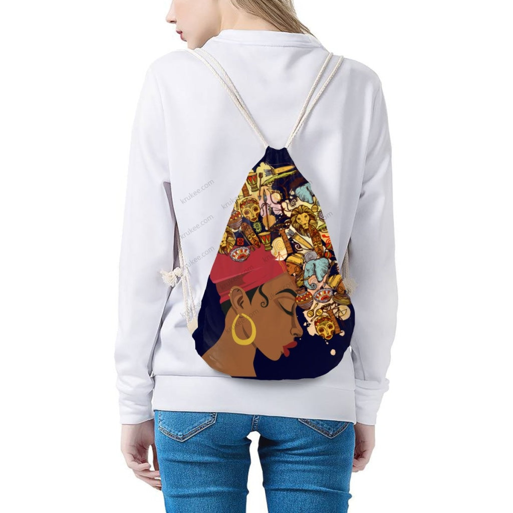 African Artwork Apron - History Drawstring Pocket
