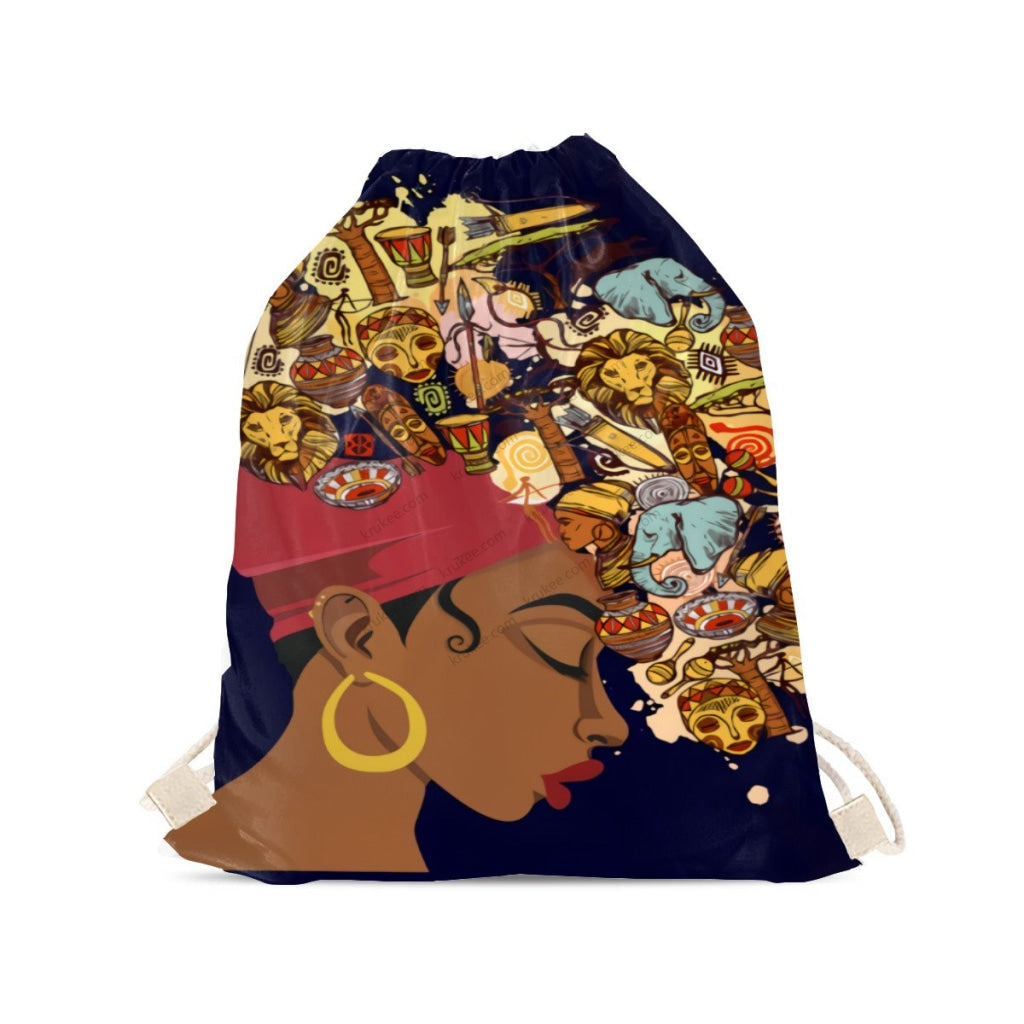 African Artwork Apron - History Drawstring Pocket
