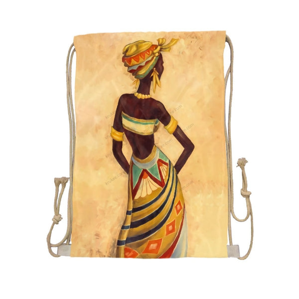African Artwork Apron - Hope Drawstring Pocket White / One Size