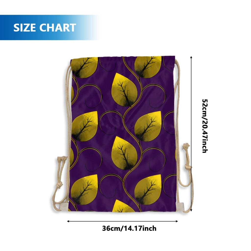African Artwork Apron - Leaf Drawstring Pocket