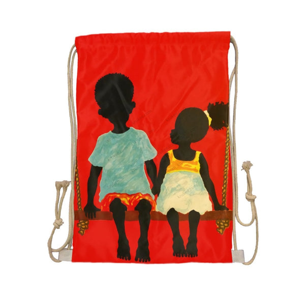 African Artwork Apron - Love 2 Drawstring Pocket White / One Size