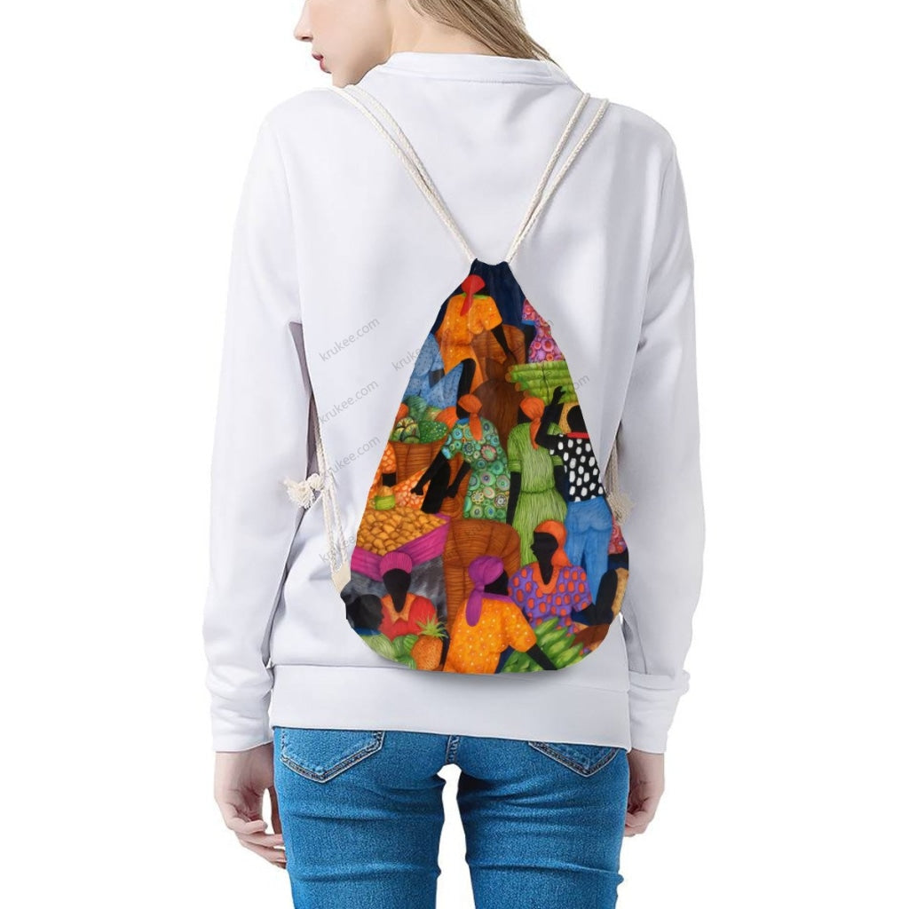 African Artwork Apron - Market Drawstring Pocket