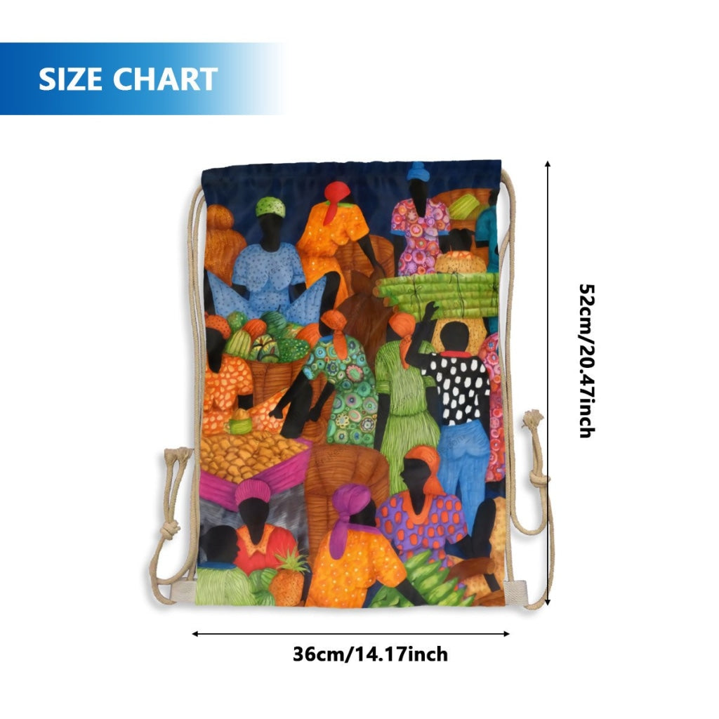 African Artwork Apron - Market Drawstring Pocket