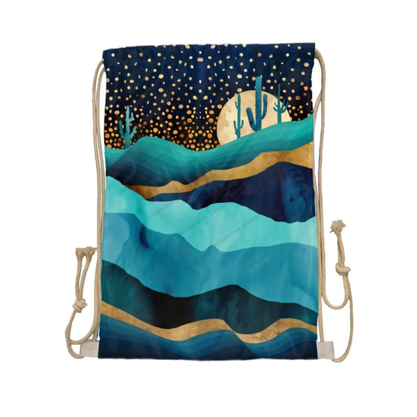 African Artwork Apron - Moonlight Drawstring Pocket White / One Size