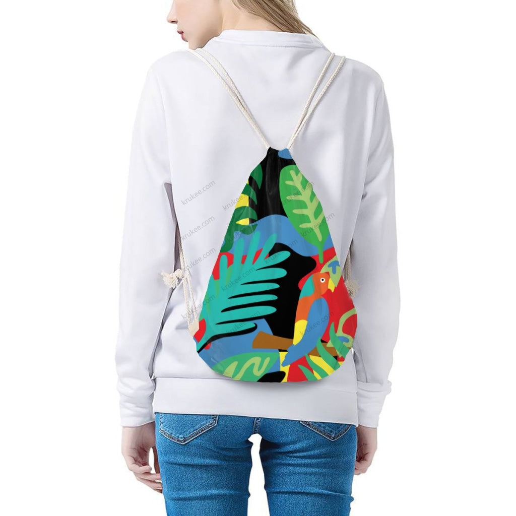 African Artwork Apron - Morning Drawstring Pocket
