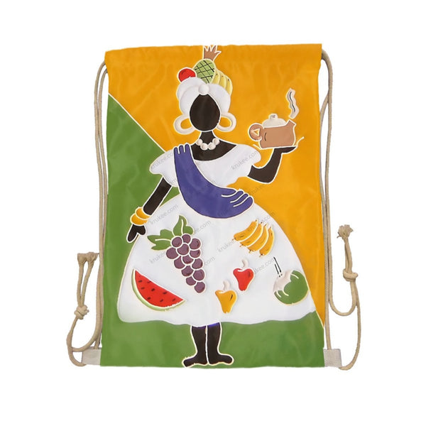 African Artwork Apron - Princess Drawstring Pocket White / One Size