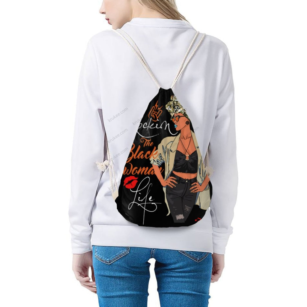 African Artwork Apron - Rockin Girl Drawstring Pocket